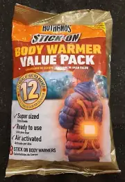 8 Pack HotHands Stick- On Body Warmer 12 Hours Heat Per Warmer