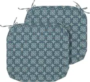 Indoor Outdoor Cushion Cover Replacement 2 Pack, NO Insert! Water Repellent Slipcover with Ties Decor for Patio Garden Chair Seat Sofa Bench Wicker(Morgan Medal Blue, 20x18x4 Inch)