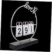 HOODANCOS Rustic Wooden Perpetual Desk Calendar with Light Flip Calendar Decor Year Date Reminder Housewarming present for