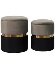 TOV Furniture Set of 2 Grey Storage Ottomans