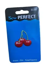 NWT SewPerfect Sew Perfect Iron on Applique Patch Cherry Cherries Red Fruit