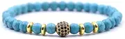 [IBOWZ] Crystal Bracelet Bead Bracelets Chakra Bracelet, 7 Chakra Natural Stone Golden Beads Turquoise Bangle Charm Jewelry Yoga Elastic Blue Bracelets Essential Oil Diffuser Women Men Gift