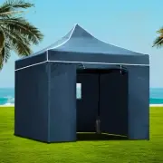 Gazebo 3x3M Pop Up Marquee Folding Wedding Tent Camping Fly Mesh Canopy Navy