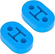 NHQ 2 Piece Exhaust Rubber, DIY Universal Exhaust Kit, Universal Exhaust Holder, Car Rubber Exhaust, Exhaust Pipe Holder, Silencer Exhaust System Holder, 2 Hole Car Exhaust Hanger Socket (Blue), blue,