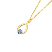 9ct Gold Created Sapphire Twist Loop Pendant in Blue