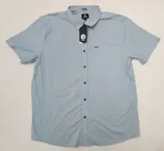 Volcom Men's Crownstone Short Sleeve Shirt Celestial Blue Size XXL