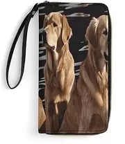 [BFGWK] Large Wallet Novelty Golden Retrievers Printing Long Wallet With Zipper Leather Wallet Suitable For Both Men And Women, style, 19.7x10.5cm