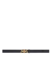 Balenciaga Thin BB-logo leather belt in Black