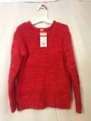 Girls' Sparkle Pullover Sweater - Cat & Jack Red M (7/8)