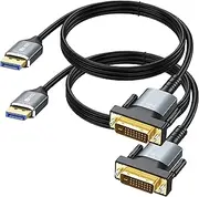 UKYEE DisplayPort to DVI Cable 6ft 2-Pack, Display Port to DVI Adapter Male to Male, High Speed Gold-Plated DP to DVI Cable Compatible with PC, Laptop, HDTV, Projector, Monitor, More-Gray
