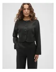 [Seed Heritage] Long Sleeve Linen Vest in Black