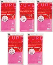 Ohe Body Towel, Pink, Set of 5, Approx. Width 11.0 x Length 39.4 inches (28 x 100 cm), Cua 2, Nylon Towel, Normal, Made in Japan