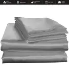 4PCS Grey Double Silk Duvet Cover Sets with PillowCase Sheet Sets (Queen, Grey)