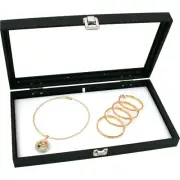 White Velvet Insert Glass Top Jewelry Display Case