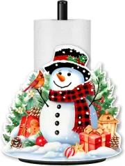 Christmas Paper Towel Holder, Metal Stand Towels Paper Holder for Kitchen, Snowm