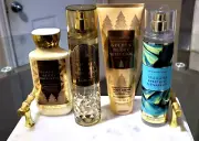 Bath & Body Works Golden Berry Mistletoe Set -3pc Bundle + Bonus Fragrance
