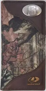ZEP-PRO North Carolina State Leather & Nylon MOSSY OAK Camo WALLET burlap bag