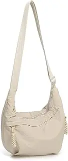[MightyKitten] Nylon Crossbody Bag for Women, Lightweight Crescent Hobo Bag, Foldie Travel Bag,