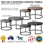 Set of 2 Coffee Table Round Marble Nesting Side End Table Marble Effect Tabletop