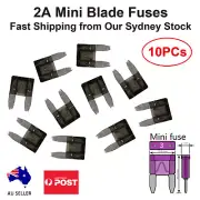 10-Pack 2A Mini Blade Fuses - Grey Car Truck Auto Fuses 2 Amp Fuse 10PCs AU