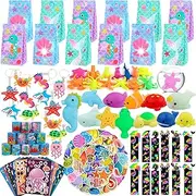 ANPHILE Under the Sea Party Favors, 134 Pcs Ocean Birthday Supplies - Animal Toys, Scratch Art Set, Grow In Water Animals for Decorations, Goodie Bag Stuffers (TY-003)