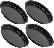 4pcs Pizza Pan Tray Crisper Pan Pizza Baking Plate Non-Stick Bakeware Non-Stick Pan Oven Plate Baking Accessories Serving Platter Baking Supplies Baking Pan Carbon Steel Black