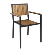 Bolero Steel & Acacia Armchair (Pack of 4) - Cafe Chairs (DS151) - DS151