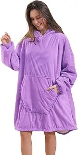 [ZhangShi] Oversize Wearable Blanket Hood Pocket And Sleeves Warm Comfortable Plush Wearable Blanket Adult Hooded Blanket