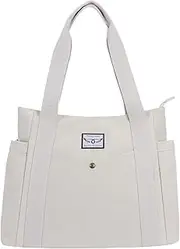 [Smith Sursee] Canvas Tote Bag Women Tote Shoulder Bag Casual Tote Handbag Shopping Bag for Daily Work Business Travel Beach