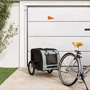 Robust Pet Bike Trailer with Black and Grey Oxford Fabric and Iron Frame – 125x64x66 cm, Weather-Resistant, High Load Capacity, Zippered Entries, Safe Reflective Details