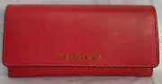 NWT Michael Kors Jet Set Travel Flat Trifold Leather Wallet - Azalea