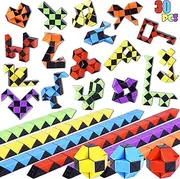 Ganowo 30 Pack Mini Fidget Snake Cube Puzzle Toys Black Twist Puzzle Cubes Party Favors & Goodie Bag Fillers for Kids & Teens Bulk Birthday & Back to School Gifts Stocking Stuffers