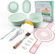 "Silicone Banneton Bread Proofing Basket Set - Baking Kit, Easy Clean, Foldable"