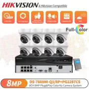 Hikvision 8CH 4K Security Camera System POE NVR 8MP Full Color Camera Plug Play