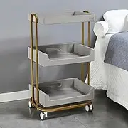 MegLob Dexule Beauty Salon Trolley Cart, Rolling Facial Trolley Cart, Professional Esthetician Side Table, Mobile Salon Work Station for Stylist, Hairdressing Tool Organizer Cart,Gold