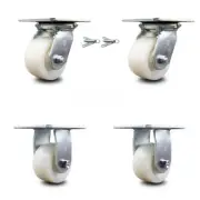 4 Inch Nylon Caster Set with Ball Bearing 2 Swivel Lock and 2 Rigid SCC