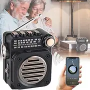 QIeAny Multi-Function Mini Radio, Portable Radio, Mode Switching + Roller Tune Tower, 105×93×63mm, Plug-in Card/U Disk/Bluetooth/lighting/radio, Multi-band, With Removable Battery,A