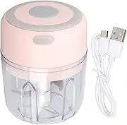 Electric Mini Garlic Chopper Large Capacity Powerful Motor Food Processor 250ml USB Rechargeable (Pink)