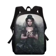 Girl With Skull Backpack Boy Girl Schoolbag Shoulder Satchel Bookbags School Bag