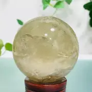 402g Natural Citrine Quartz Sphere Crystal Ball Healing Energy Decoration