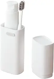 Compact Small White Travel Toothbrush Holder Case with Ventilation Hole, Portable Travel Toothbrush Cup with Cover, Storage Container for School Camping Business Trip Bathroom