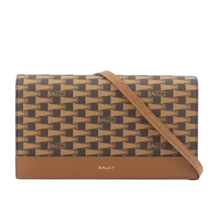 BALLY Pennant Monogram 塗層帆布及皮革皮夾式斜背包(棕色) 6304812