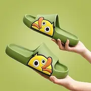 Mfacl Unisex Slides Summer Beach Slides Shower Shoe Women Men Slippers Sandals Flip Flops Candy Cartoon Duck Platform Thick Soled Ladies Couples Bathroom Shoes (Color : Green, Shoe Size : 8)