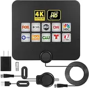 Upgraded Amplified HD Digital TV Antenna Long 350+ Miles Range - Support 4K 1080p for Samsung Tv Model un32eh4003 - Indoor Smart Switch Amplifier Signal Booster - Extra Long HDTV Cable/AC Adapter