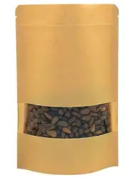 Stand Up Kraft Paper Bags, Heat Sealable Pouches Zip Lock Food Storage Bag