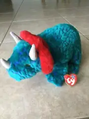 2001 TY BEANIE BUDDIE BUDDY Plush Teal 16" HORNSLY The TRICERATOPS Dino Dinosaur