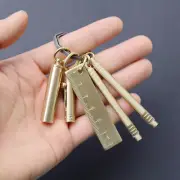 New Brass Outdoor Titanium Alloy Multi Pendant Mini Tool Whistle Ear Spoon Ruler