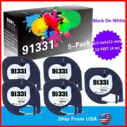 5-Pack 91331 label maker tape for Dymo LetraTag LT-110T