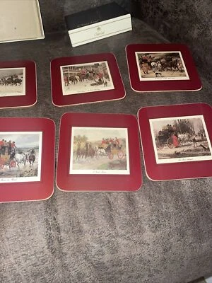 Vintage Set Of 6 CloverLeaf Stagecoach, Scenes 4”Cork Coasters Original Box
