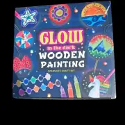 klmars Kids Wooden Painting Kit-Glow in The Dark Complete Craft Kit
